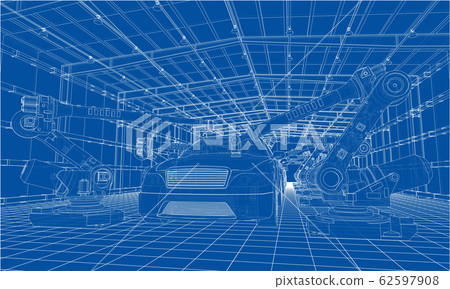 Assembly of motor vehicle. Vector Assembly of motor vehicle. Vector 62597908