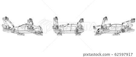Assembly of motor vehicle. Vector 62597917