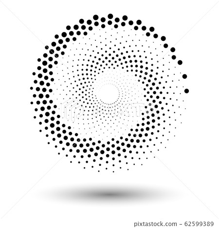 Spiral dots backdrop. Halftone shapes, abstract Spiral dots backdrop. Halftone shapes, abstract 62599389
