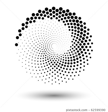 Spiral dots backdrop. Halftone shapes, abstract Spiral dots backdrop. Halftone shapes, abstract 62599390