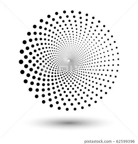 Spiral dots backdrop. Halftone shapes, abstract 62599396
