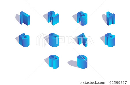 Vector isometric 3d numbers sequence collection. - Stock Illustration ...