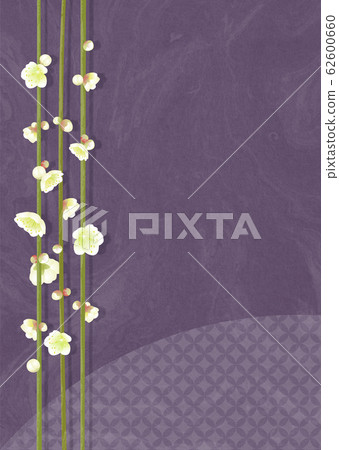 White plum blossoms and Japanese paper Japanese style background Purple 62600660