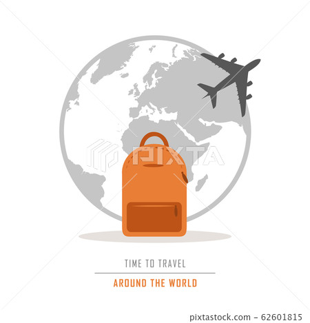 time to travel around the world with backpack and plane 62601815