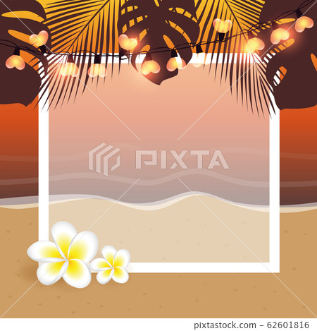 summer holiday frame on the palm beach with frangipani tropical flower summer holiday frame on the palm beach with frangipani tropical flower 62601816