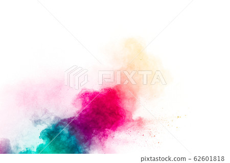 Colorful powder explosion on white background. 62601818