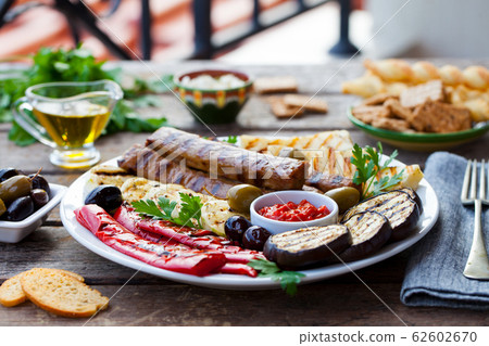 Kebab. Traditional middle eastern, arabic or mediterranean meat kebab with grilled vegetables. 62602670