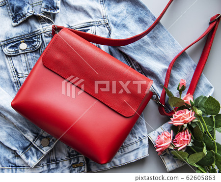 Red leather women bag 62605863