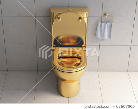 Golden toilet bowl in wc. Golden toilet bowl in wc. 62607006