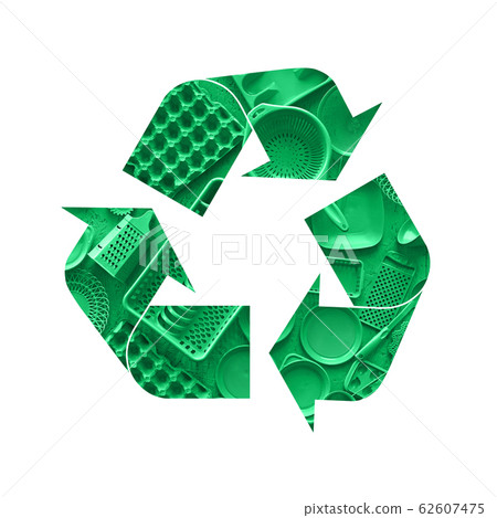 Illustration recycling symbol of plastic tableware Illustration recycling symbol of plastic tableware 62607475