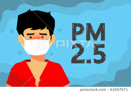 Bad weather, boys wear masks to protect them from small dust. 62607671