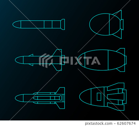 Missile line drawing group vector design 62607674