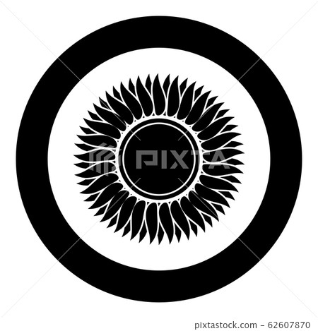 Sunflower flower Sun icon in circle round black Sunflower flower Sun icon in circle round black 62607870