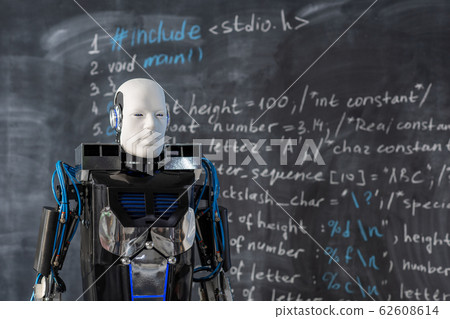 Automation robot of new generation moving forwards along blackboard Automation robot of new generation moving forwards along blackboard 62608614