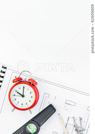 Interior designer table workplace with house plan Interior designer table workplace with house plan 62609809