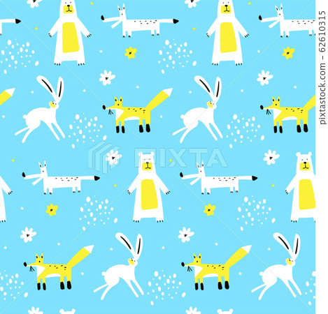 Download Vector Seamless Patterns With Hand Drawn Forest Stock Illustration 62610315 Pixta