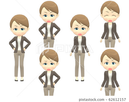 [Angry A] Caucasian female casual ponytail front 62612157
