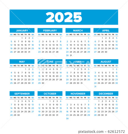 Simple Vector Calendar 25 Weeks Start On Sunday Stock Illustration