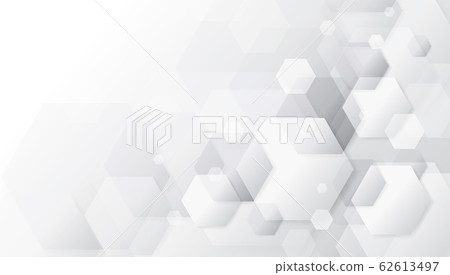 Abstract geometric white and grey hexagonal design background. 62613497