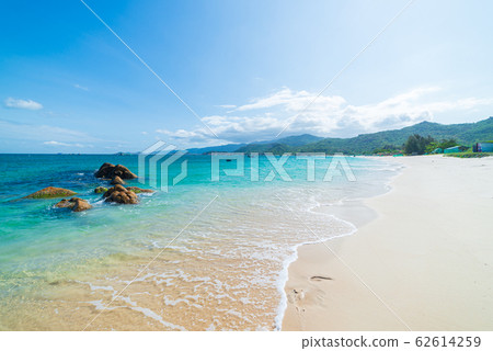 Gorgeous tropical beach turquoise transparent 62614259