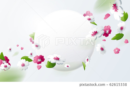 Abstract geometric 3D effect compositions with spring season background. Colorful flower Abstract geometric 3D effect compositions with spring season background. Colorful flower 62615338