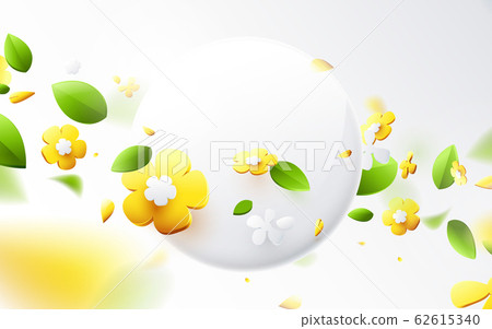 Abstract geometric 3D effect compositions with spring season background. Flower in springtime Abstract geometric 3D effect compositions with spring season background. Flower in springtime 62615340