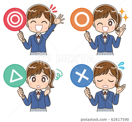 女學生插畫女孩女人初中生西裝外套漫畫卡通 62617590