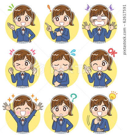 女學生插畫女孩女人初中生西裝外套漫畫卡通 62617591