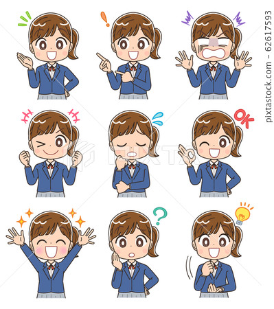 女學生插畫女孩女人初中生西裝外套漫畫卡通 62617593