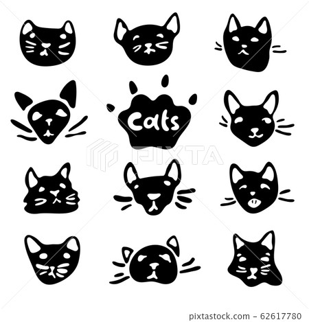 white cat squished face clipart