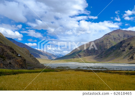 Scenery when touring by motorcycle from Ladakh region in India to Zanskar, a solitary island on land. Scenery when touring by motorcycle from Ladakh region in India to Zanskar, a solitary island on land. 62618465