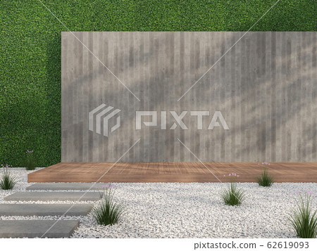 Empty loft style wall in the garden 3d render 62619093