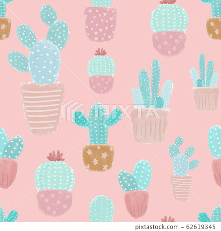 Hand painted cactus seamless pattern Hand painted cactus seamless pattern 62619345
