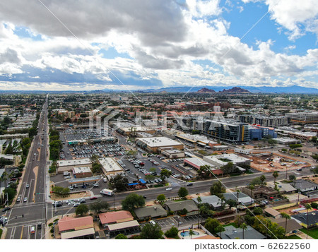 Aerial view of Scottsdale desert city in Arizona east of state capital Phoenix.  62622560