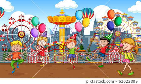 Scene with many children playing in the circus Scene with many children playing in the circus 62622899