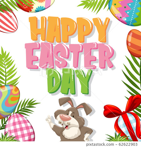 Poster design for easter with bunny and painted Poster design for easter with bunny and painted 62622903