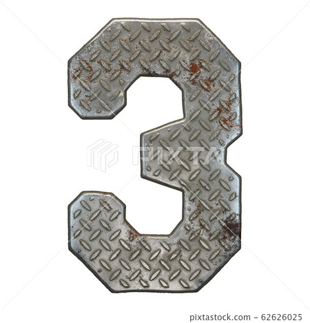 Industrial metal number 3 on white background 3d - Stock Illustration ...