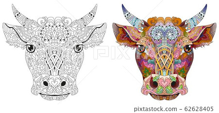 Bull head artwork illustration on the white background 62628405