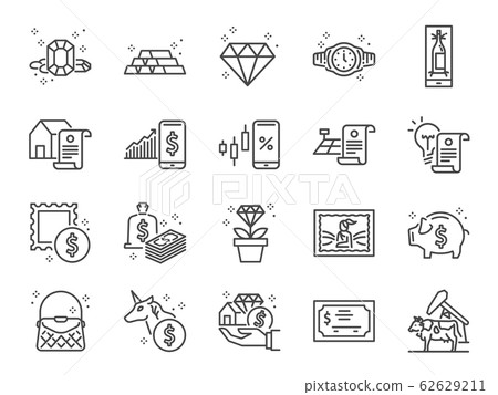 Asset line icon set. 62629211