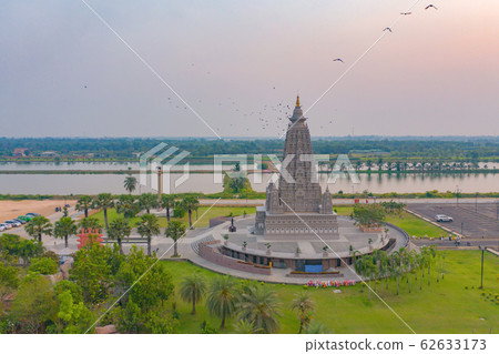 Aerial view of Wat Panyanantaram at sunset, a Aerial view of Wat Panyanantaram at sunset, a 62633173