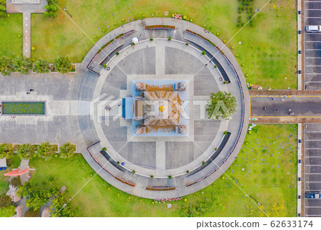 Aerial view of Wat Panyanantaram at sunset, a 62633174