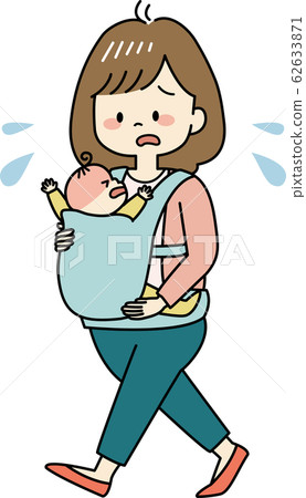 Mother who is impatient for a baby who does not stop crying (whole body) 62633871