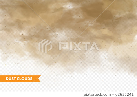 Realistic dust clouds. Sand storm. Polluted dirty brown air, smog. Vector illustration. 62635241