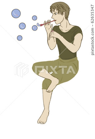 Men playing with soap bubbles 62635347