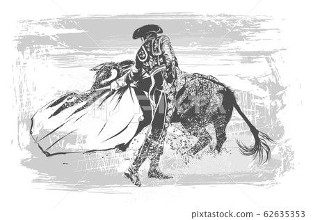 Toreador with bull during corrida in Portugal 62635353