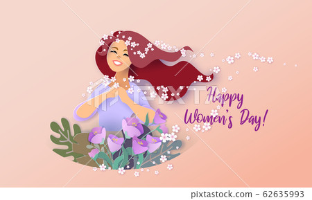 Card for 8 March Happy womens day Paper cut style Card for 8 March Happy womens day Paper cut style 62635993