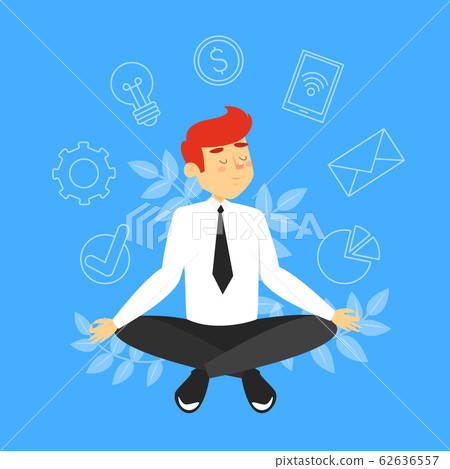 Businessman in lotus pose meditating vector 62636557