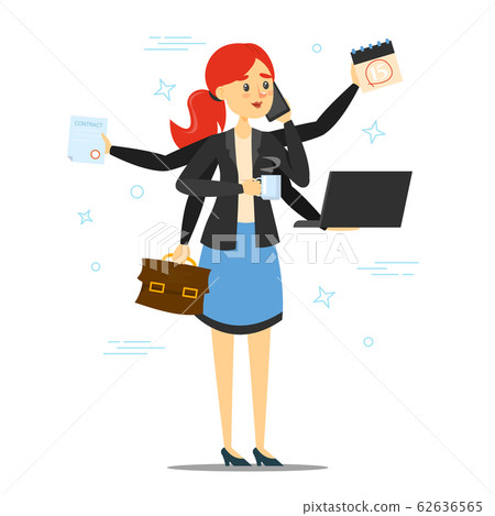 Young woman doing many things at once Young woman doing many things at once 62636565