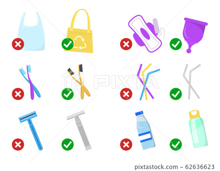 Zero waste lifestyle tips vector isolated. Replace Zero waste lifestyle tips vector isolated. Replace 62636623