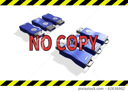 USB memory copy prohibited warning (3DCG: white... - Stock Illustration ...